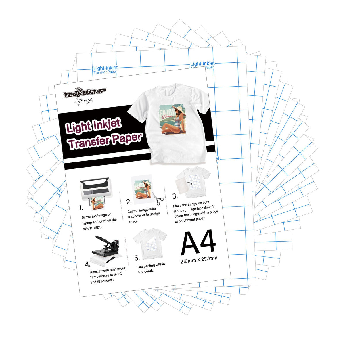 Iron On Printable Inkjet Heat Transfer Paper (15 PCS/ set) – TeckWrap Craft  Europe