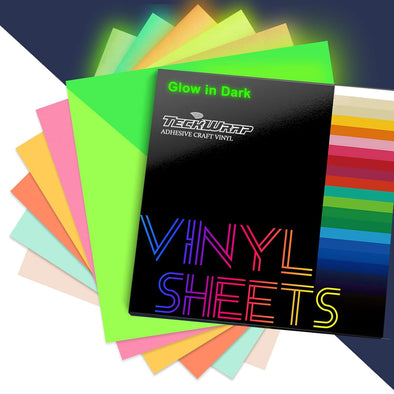 TECKWRAP Glow in the Dark Self Adhesive Vinyl Sheets 6 Sheets/Pack