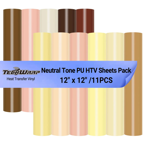 Neutral Tone PU HTV Sheets Pack (11 PCS)