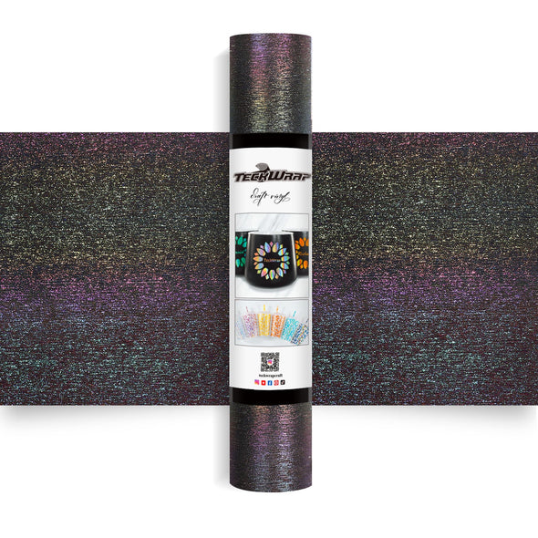 Glitter Brush Adhesive Vinyl - Worldwide / 5ft / Nebula black - TeckwrapCraft