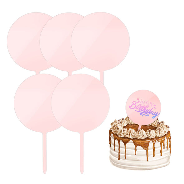 Cake Topper Blanks Set - US to US / Pink Round - TeckwrapCraft