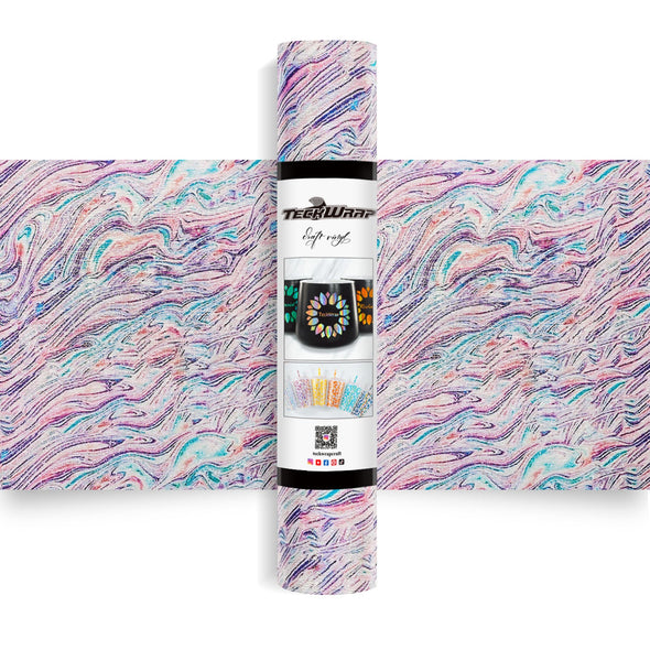 Glitter Brush Adhesive Vinyl - Worldwide / 5ft / Swirl Marble - TeckwrapCraft