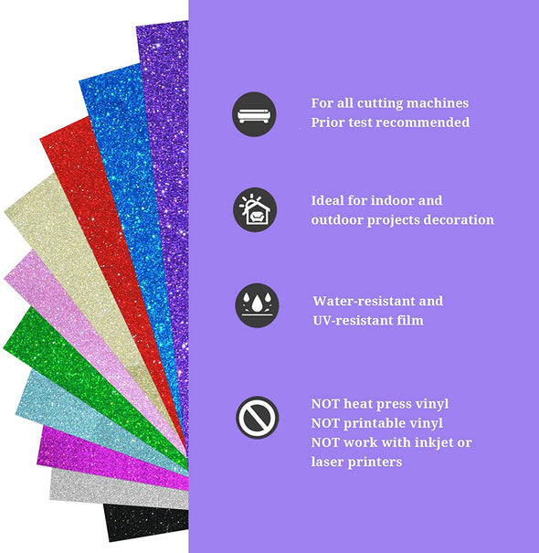 TeckWrap Craft Europe Glitter Adhesive Craft Vinyl Sheets Pack - TeckWrap Craft Europe