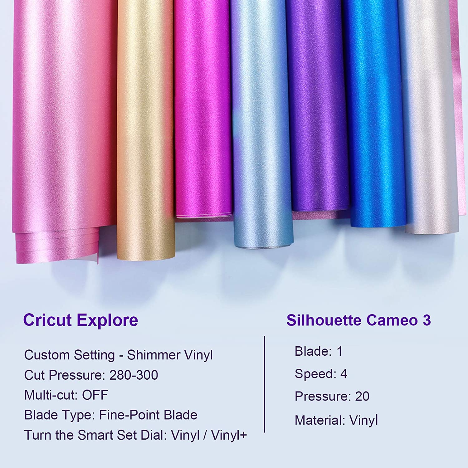 Cricut Color Changing Permanent Vinyl Rolls (Pink, Blue, Purple) Bundle