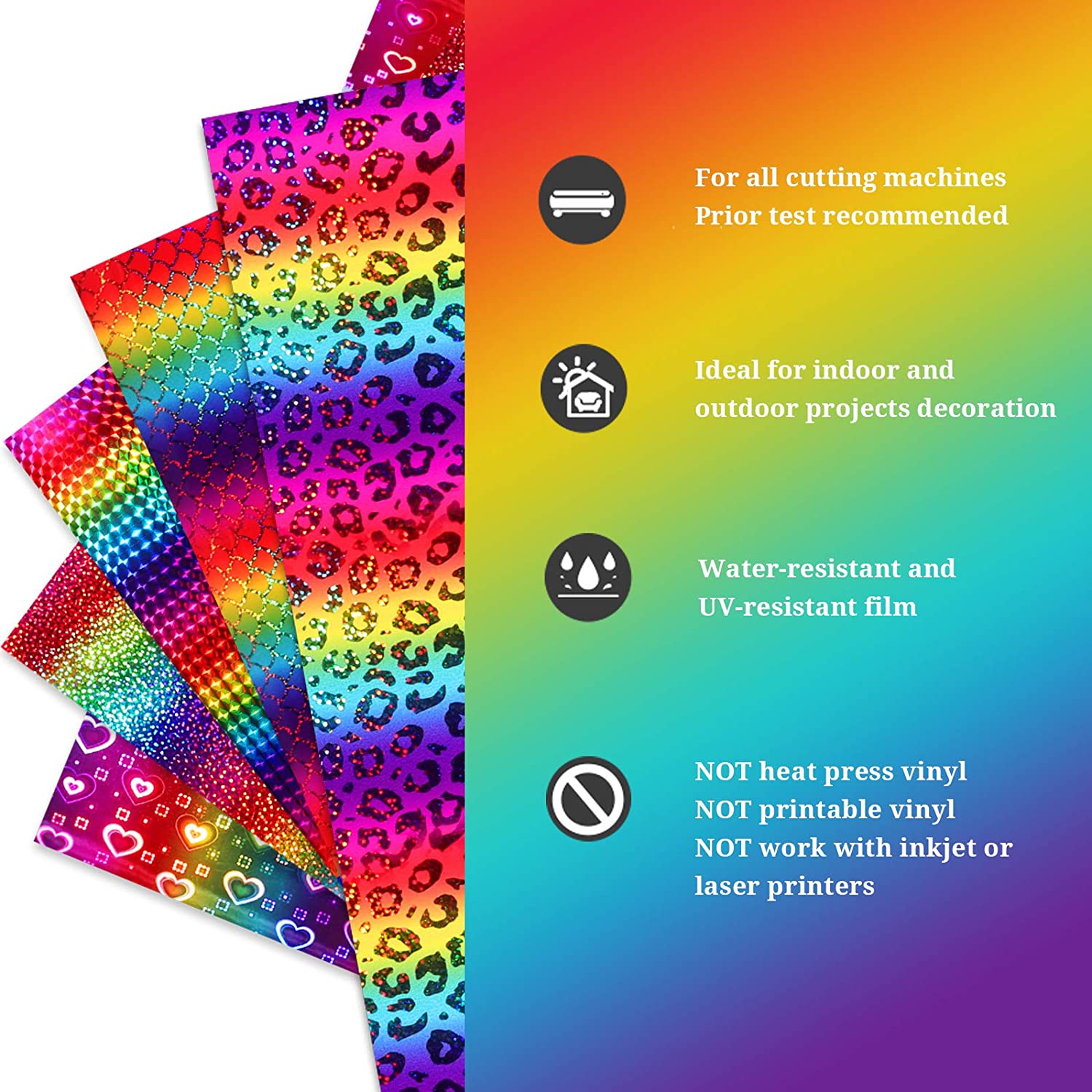 Holographic Permanent Vinyl in Rainbow Colors in a bundle