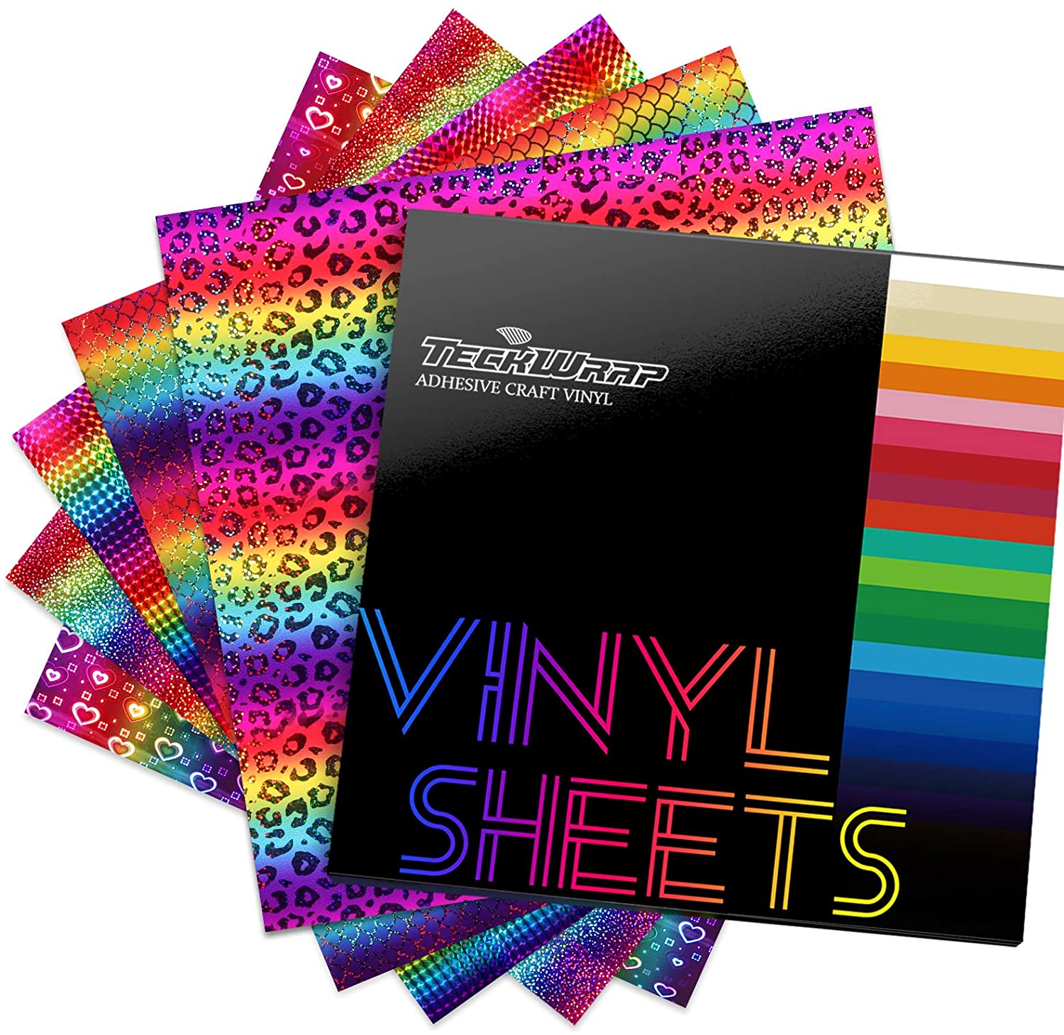 Holographic Permanent Vinyl in Rainbow Colors in a bundle – TeckWrap Craft  Europe