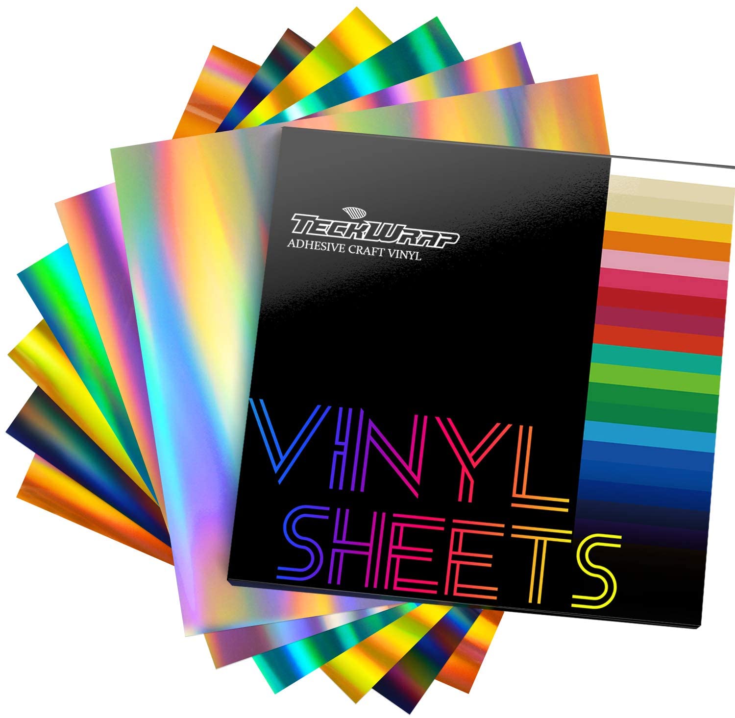 Holographic Glossy Rainbow Adhesive Vinyl Sheets Pack – TeckWrap Craft  Europe