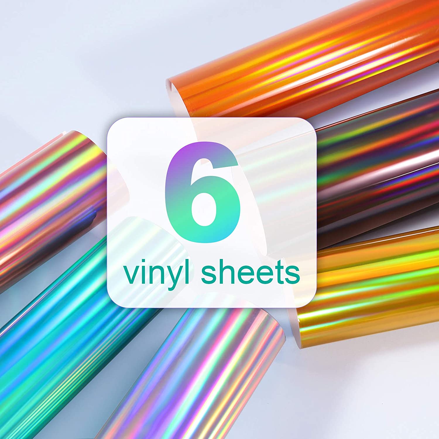 6 Rolls Shiny Gift Wrapping Paper, 6 Iridescent Holographic Colors