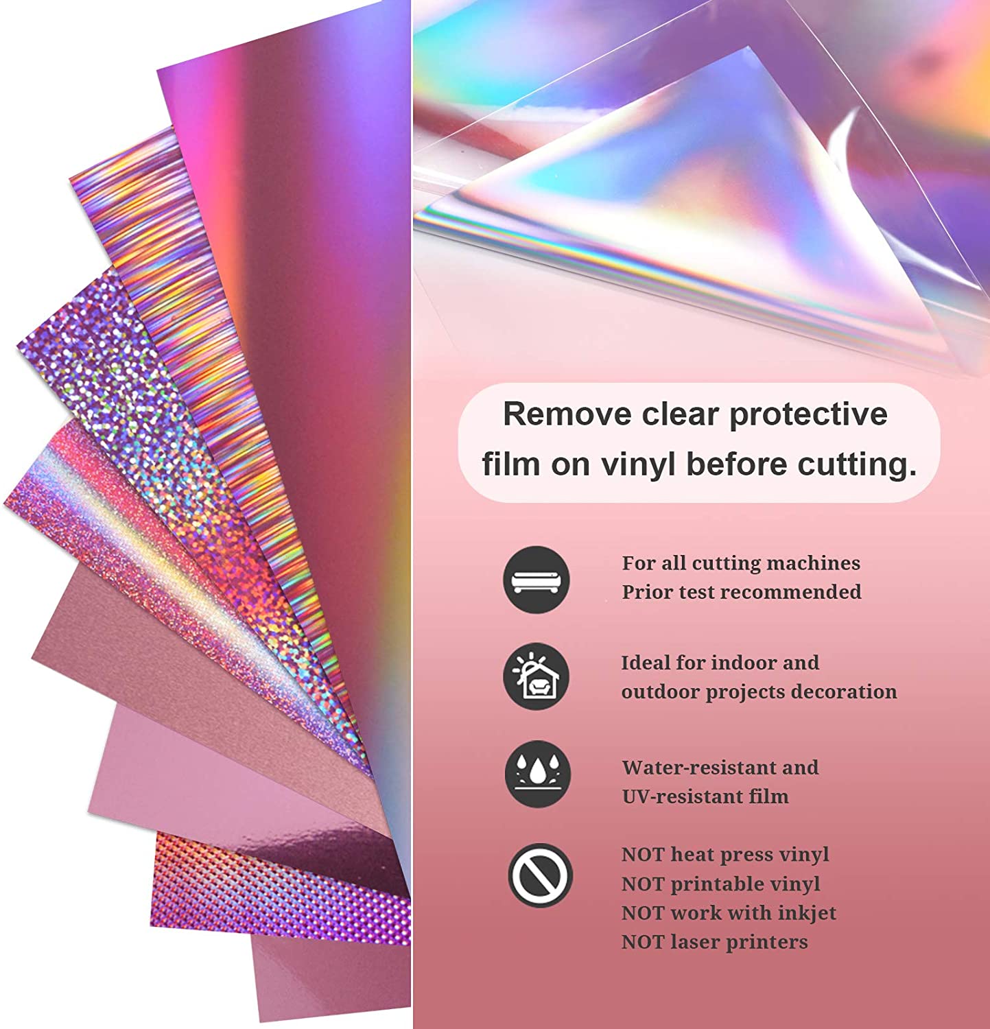 Holographic Sparkle Permanent Adhesive Craft Vinyl