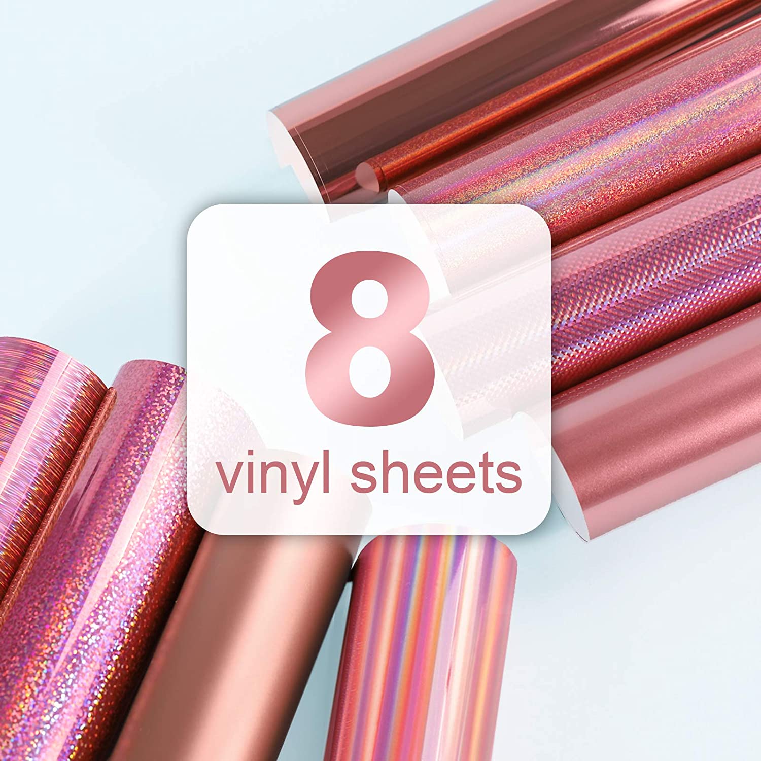 Holographic Permanent Vinyl Sheets in Rose Gold Chrome, Sparkle