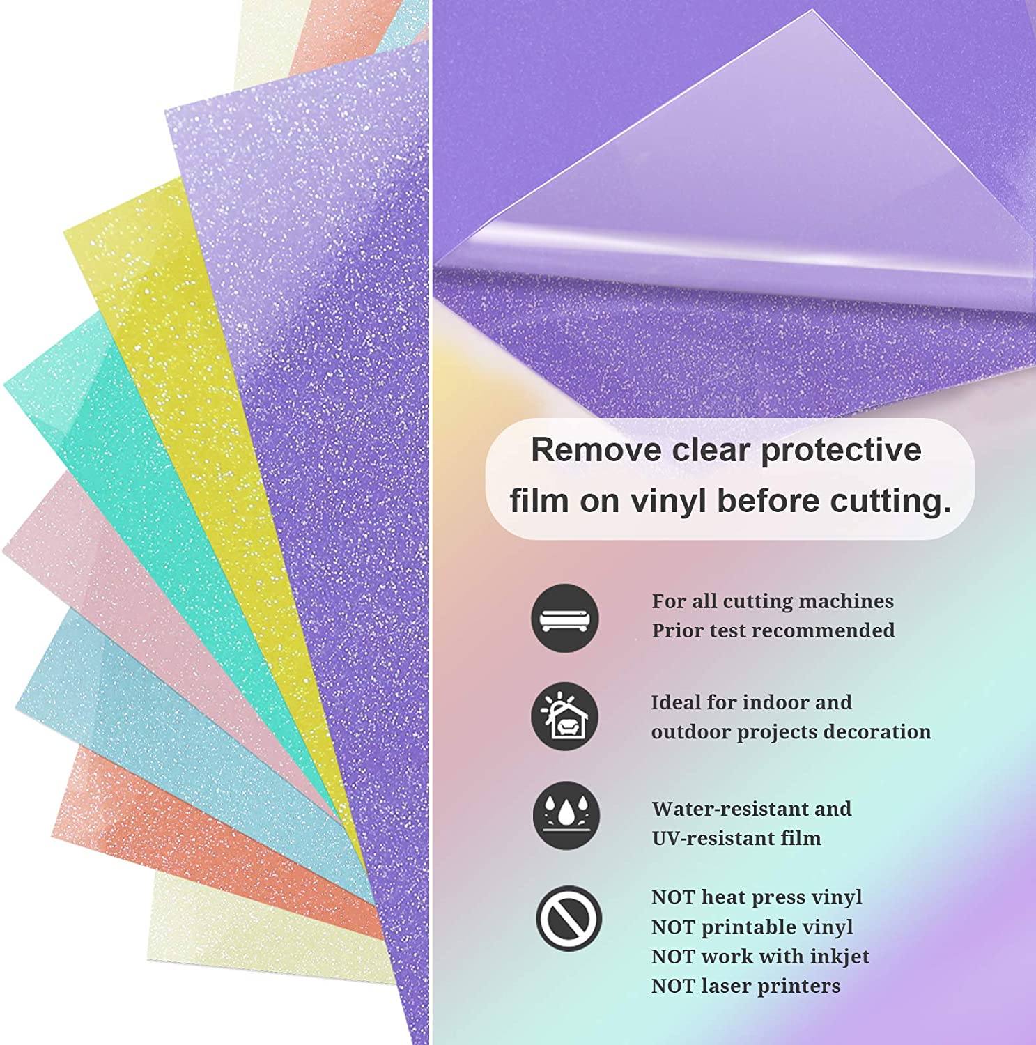 TECKWRAP Kaltempfindliche Farbwechsel-Vinylfolie für Bastelschneider,  selbstklebend, permanente Vinyl-Folien, glänzend weiß, rosa, gelb, 30,5 x  30,5